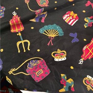 Diane Von Furstenberg Black / Navy Scarf with Multicolor Print